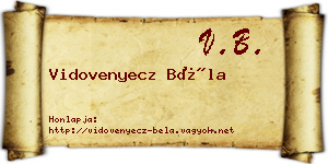 Vidovenyecz Béla névjegykártya