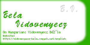 bela vidovenyecz business card